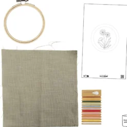 Mini DIY Kit Broderi, Broderbåge, dusty grön, 1 förp.
