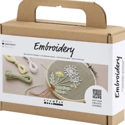 Mini DIY Kit Broderi, Broderbåge, dusty grön, 1 förp.