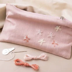 Mini DIY Kit Broderi, Kuvertväska, dusty rose, 1 förp.