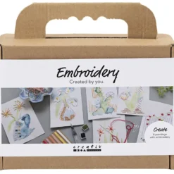 Mini DIY Kit Broderi, Målningar med broderier, mixade färger, 1 förp.