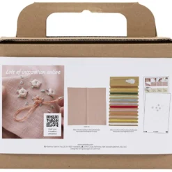 Mini DIY Kit Broderi, Tygservett, dusty rose, 1 förp.
