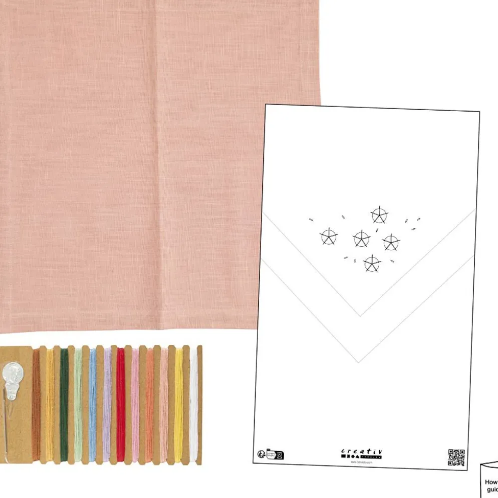 Mini DIY Kit Broderi, Tygservett, dusty rose, 1 förp.