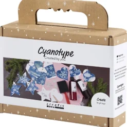 Mini DIY Kit Cyanotypi, Presentetiketter, blå, silver, 1 förp.