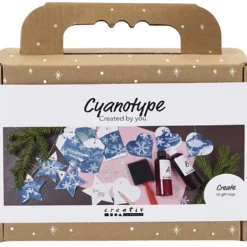 Mini DIY Kit Cyanotypi, Presentetiketter, blå, silver, 1 förp.