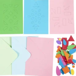 Mini DIY Kit Dekoration, Dekorerade kort, blå, grön, rosa, 1 förp.