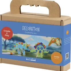 Mini DIY Kit Dekoration, Dinosaurie, blå, grön, orange, röd, 1 förp.