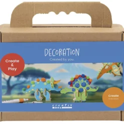 Mini DIY Kit Dekoration, Dinosaurie, blå, grön, orange, röd, 1 förp.