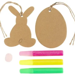 Mini DIY Kit Dekoration, Ägg och kanin, brun, grön, rosa, gul, 1 förp.