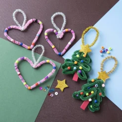 Mini DIY Kit Dekoration, Hjärtan och julgranar, 1 förp.
