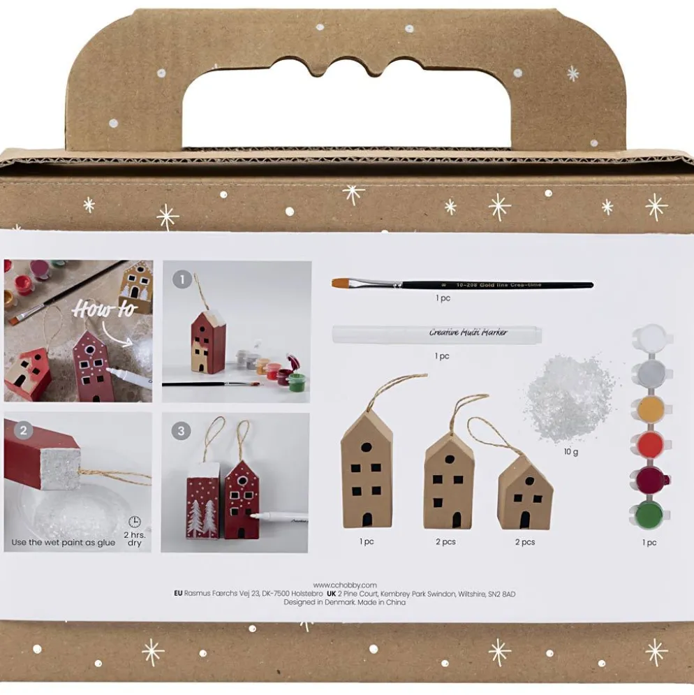 Mini DIY Kit Dekoration, Hus, julfärger, 1 förp.