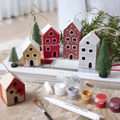 Mini DIY Kit Dekoration, Hus, julfärger, 1 förp.