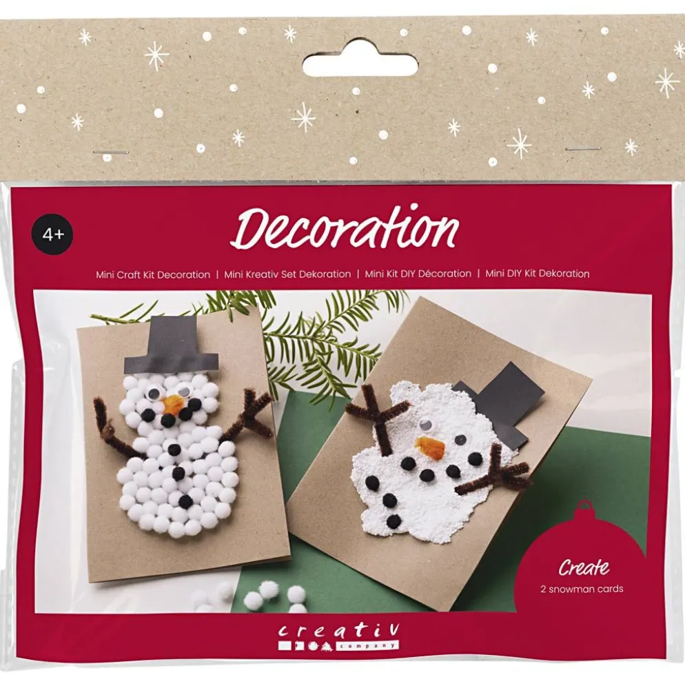 Mini DIY Kit dekoration, Julkort med snögubbar, svart, brun, mellanorange, vit, 1 förp.