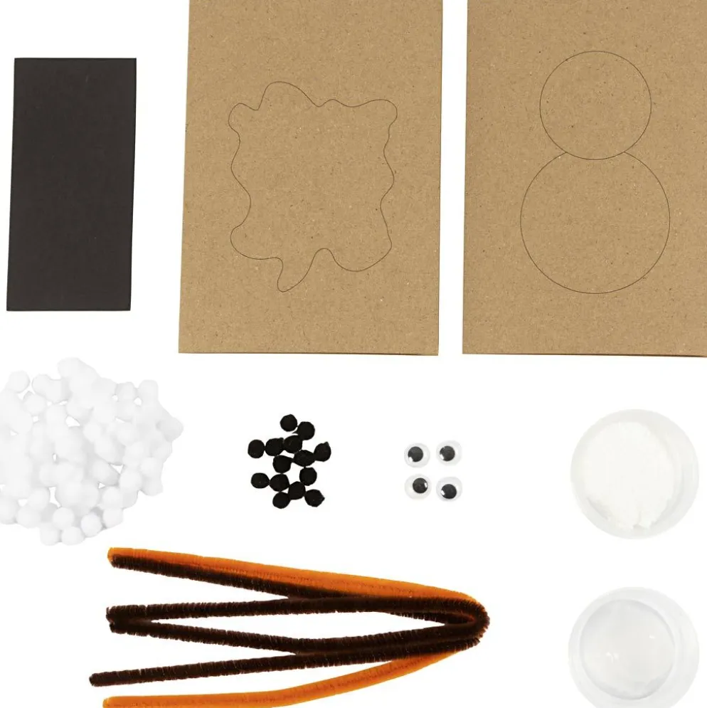 Mini DIY Kit dekoration, Julkort med snögubbar, svart, brun, mellanorange, vit, 1 förp.