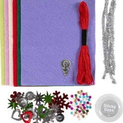 Mini DIY Kit Dekoration, Julpynt i filt, mixade färger, 1 förp.