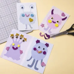 Mini DIY Kit Dekoration, Monster Collage, pastellblå, pastellgrön, pastellrosa, pastelllila, 1 förp.