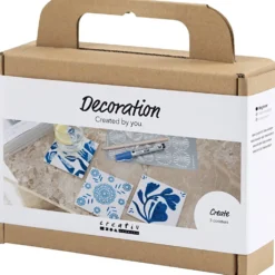 Mini DIY Kit Dekoration, Porslinsunderlägg, blå, 1 förp.
