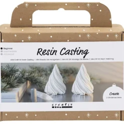 Mini DIY Kit Gjutharts, Julgranar, vit, 1 förp.