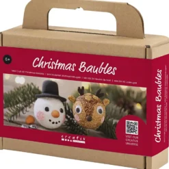 Mini DIY Kit Julgranskulor, Ren och snögubbe, 1 förp.