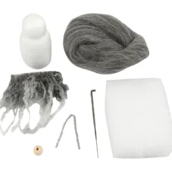 Mini DIY Kit, Jultomte, H: 13 cm, gråmelerad, 1 förp.