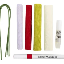 Mini DIY Kit Kräppapper, Blommor, pastellfärger, 1 förp.
