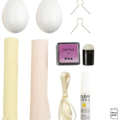 Mini DIY Kit Kräppapper, Ägg, ljusrosa, ljusgul, 1 förp.