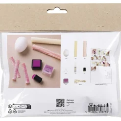 Mini DIY Kit Kräppapper, Ägg, ljusrosa, ljusgul, 1 förp.