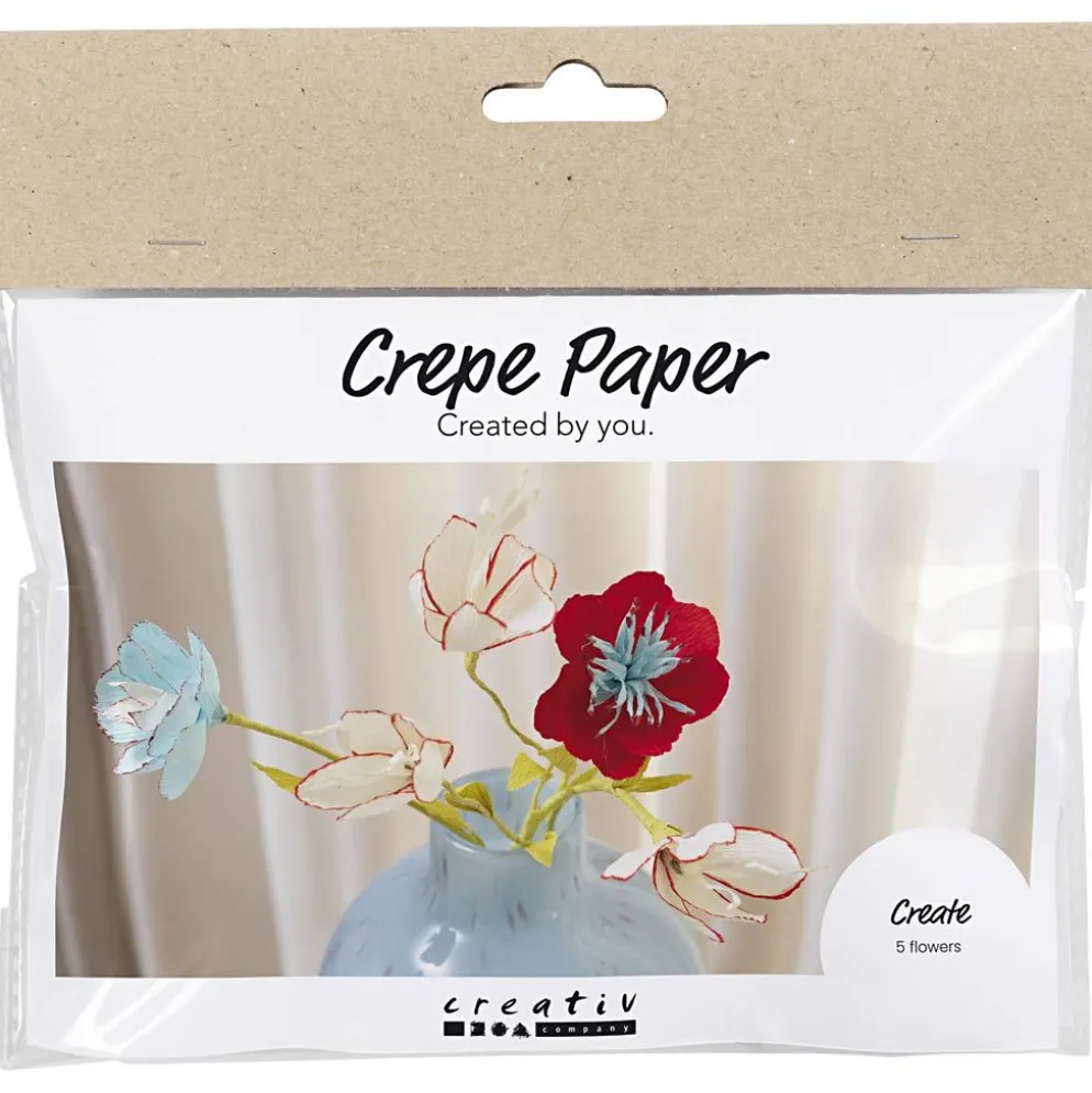 Mini DIY Kit Kräppapper, Kräppblommor, pastellfärger, 1 förp.