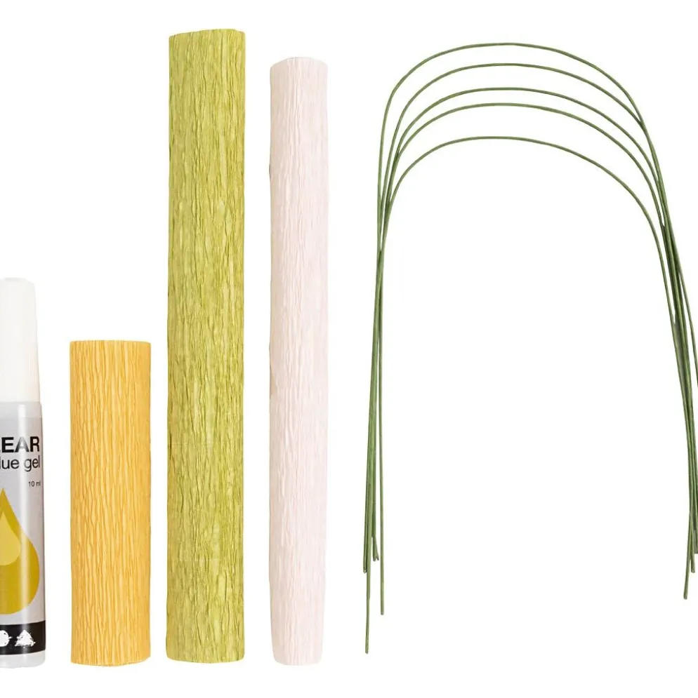 Mini DIY Kit Kräppapper, Körsbärskvist, Stretchbarhet: 180%, 1 förp.
