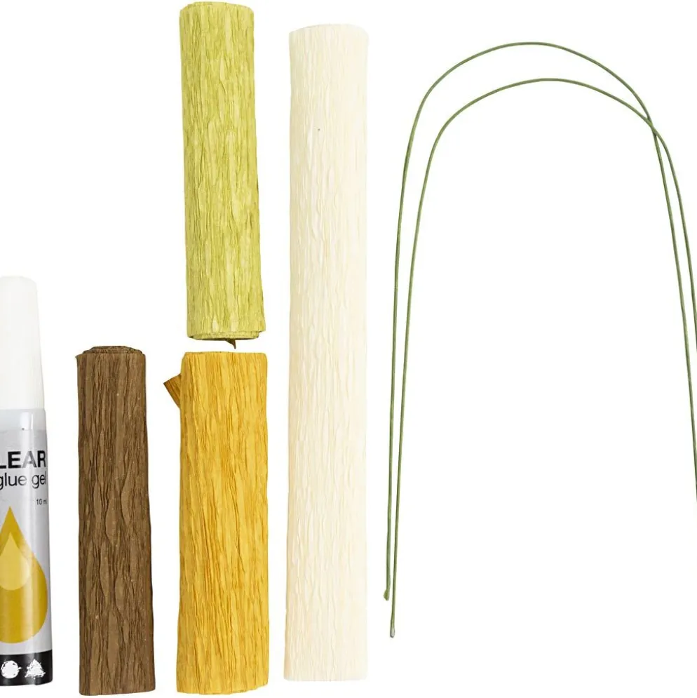 Mini DIY Kit Kräppapper, Magnoliakvist, Stretchbarhet: 180%, 1 förp.