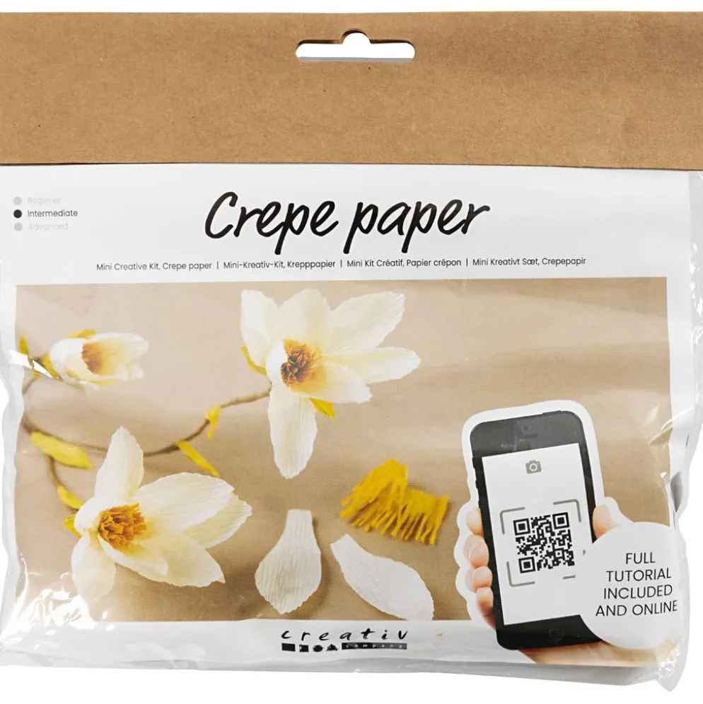 Mini DIY Kit Kräppapper, Magnoliakvist, Stretchbarhet: 180%, 1 förp.