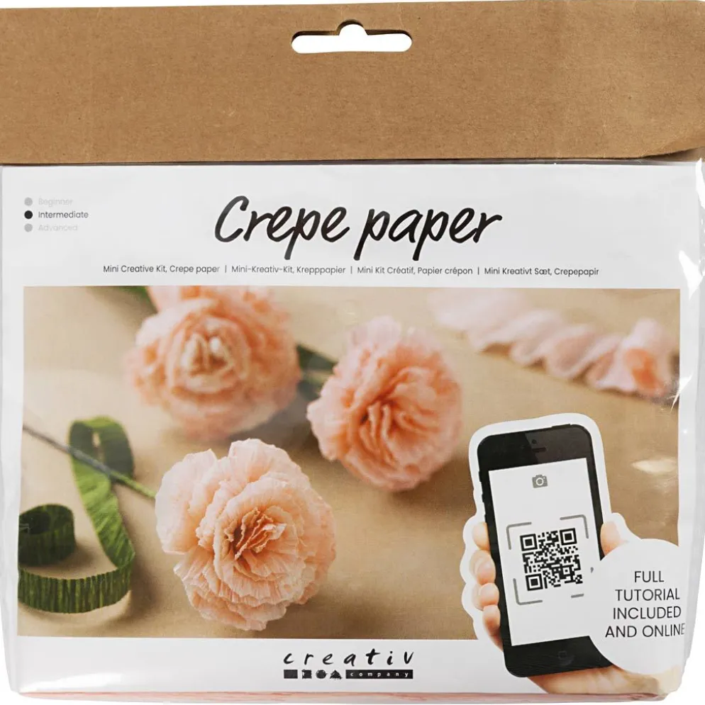 Mini DIY Kit Kräppapper, Nejlikor, Stretchbarhet: 180%, 105 g, 1 förp.