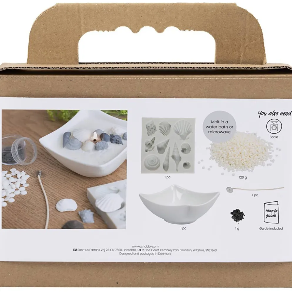 Mini DIY Kit Ljusgjutning, Snäckskal, grå, off white, 1 förp.