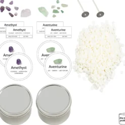 Mini DIY Kit Ljustillverkning, Sojaljus med aventurin och ametist, cream, off white, 1 förp.