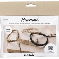 Mini DIY Kit Makramé, Armband, svart, olivbrun, sand, 1 förp.