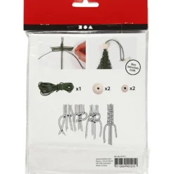 Mini DIY Kit, makramé julgran, H: 11 cm, 1 förp.