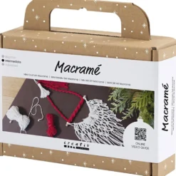 Mini DIY Kit Makramé, Jultomte, julröd, råvit, 1 förp.