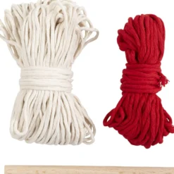 Mini DIY Kit Makramé, Jultomte, julröd, råvit, 1 förp.