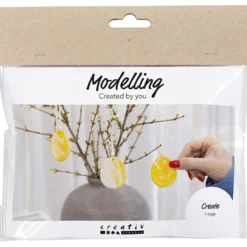 Mini DIY Kit Modellera, ägg, ljusgul, pastellfärger, 1 förp.