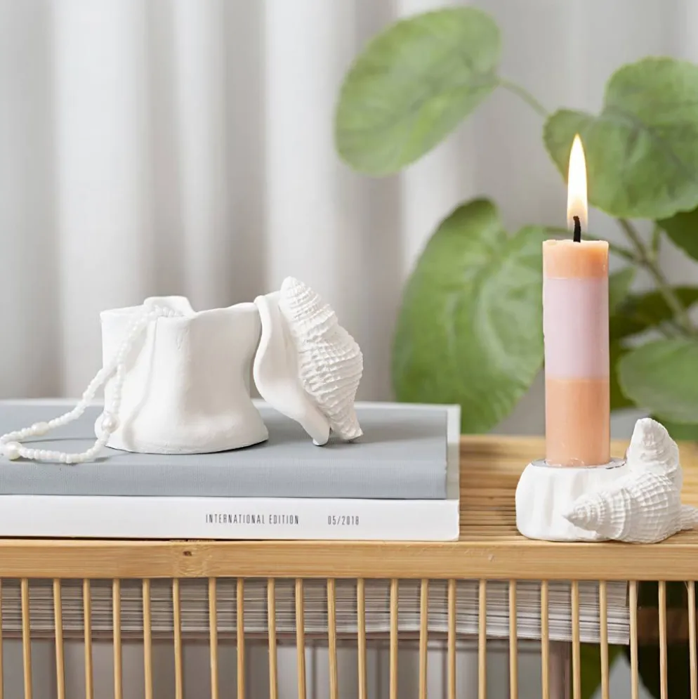 Mini DIY Kit Modellera, Ljushållare med skal, off white, 1 förp.