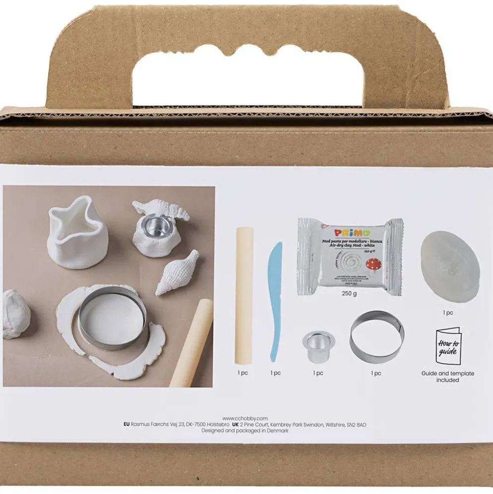 Mini DIY Kit Modellera, Ljushållare med skal, off white, 1 förp.