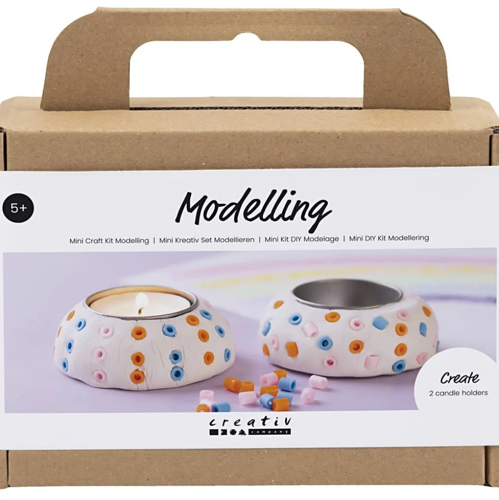 Mini DIY Kit Modellera, Ljusstakar, vit, 1 förp.
