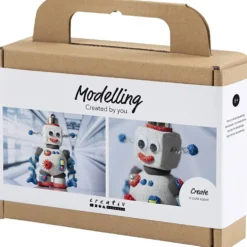 Mini DIY Kit Modellera, Robot, blå, grå, röd, 1 förp.