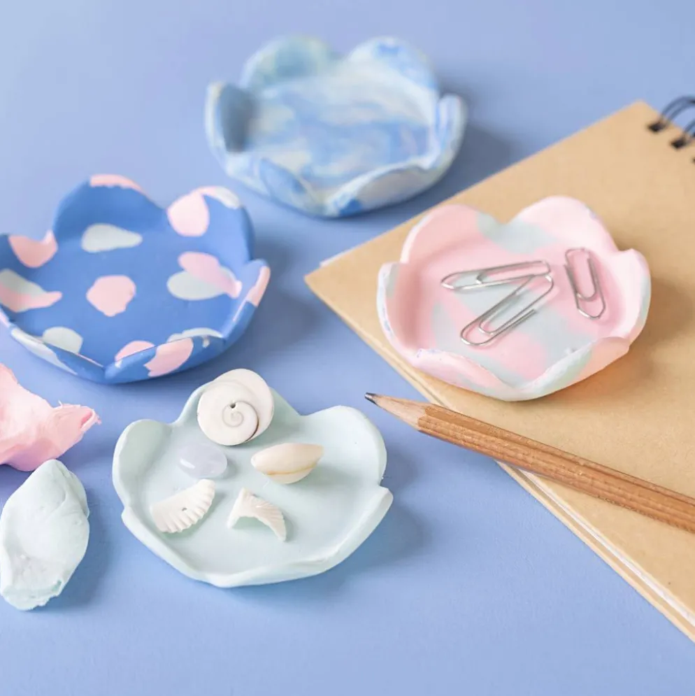Mini DIY Kit modellera, Skålar, pastellblå, ljusrosa, 1 förp.