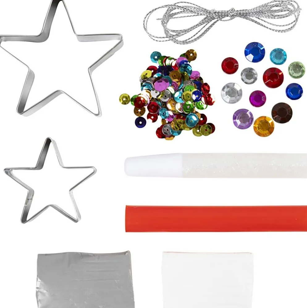 Mini DIY Kit Modellera, Stjärnor, silver, vit, 1 förp.