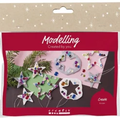 Mini DIY Kit Modellera, Stjärnor, silver, vit, 1 förp.