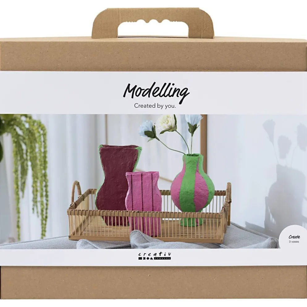Mini DIY Kit Modellera, Vas av pappersmassa, mixade färger, 1 förp.