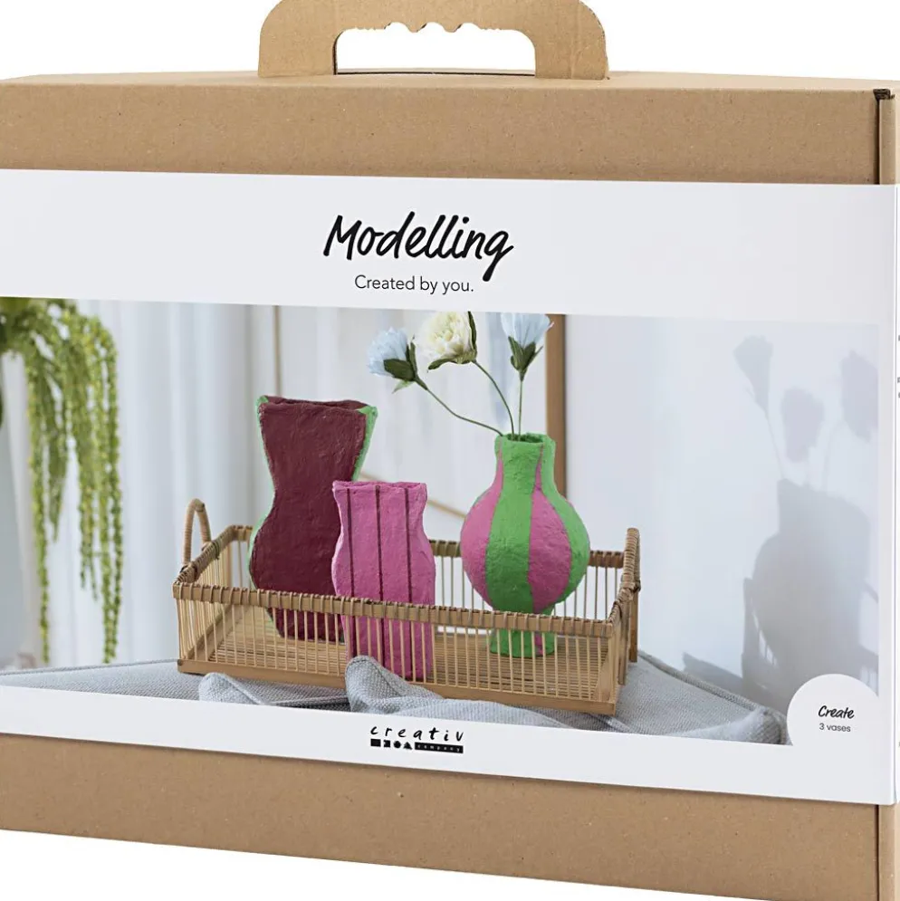 Mini DIY Kit Modellera, Vas av pappersmassa, mixade färger, 1 förp.