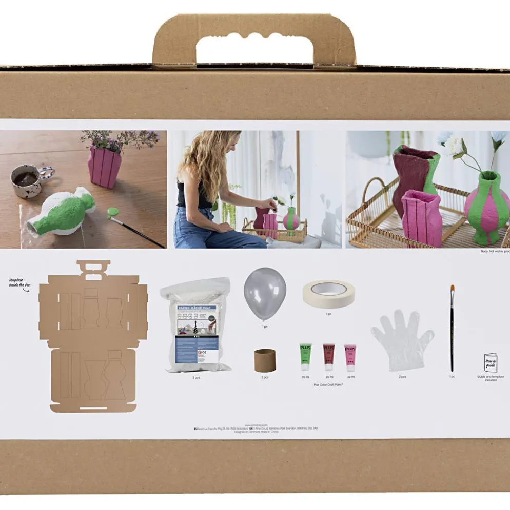 Mini DIY Kit Modellera, Vas av pappersmassa, mixade färger, 1 förp.