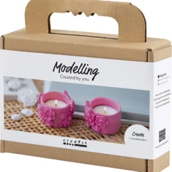 Mini DIY Kit Modellera, Värmeljushållare, rosa, 1 förp.