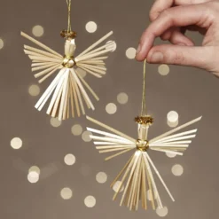Mini DIY Kit, ängel i halm, H: 8 cm, 1 förp.